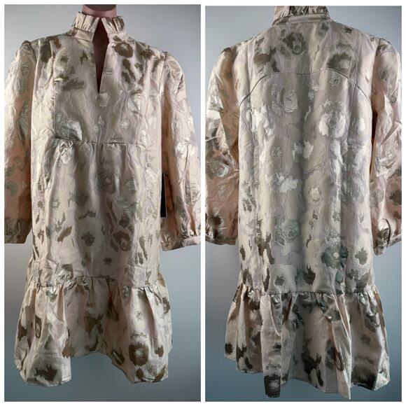 Tuckernuck Champagne Fil Coupe Palmerston Ruffle Collar Ivory Dress  Size XL - Picture 1 of 16